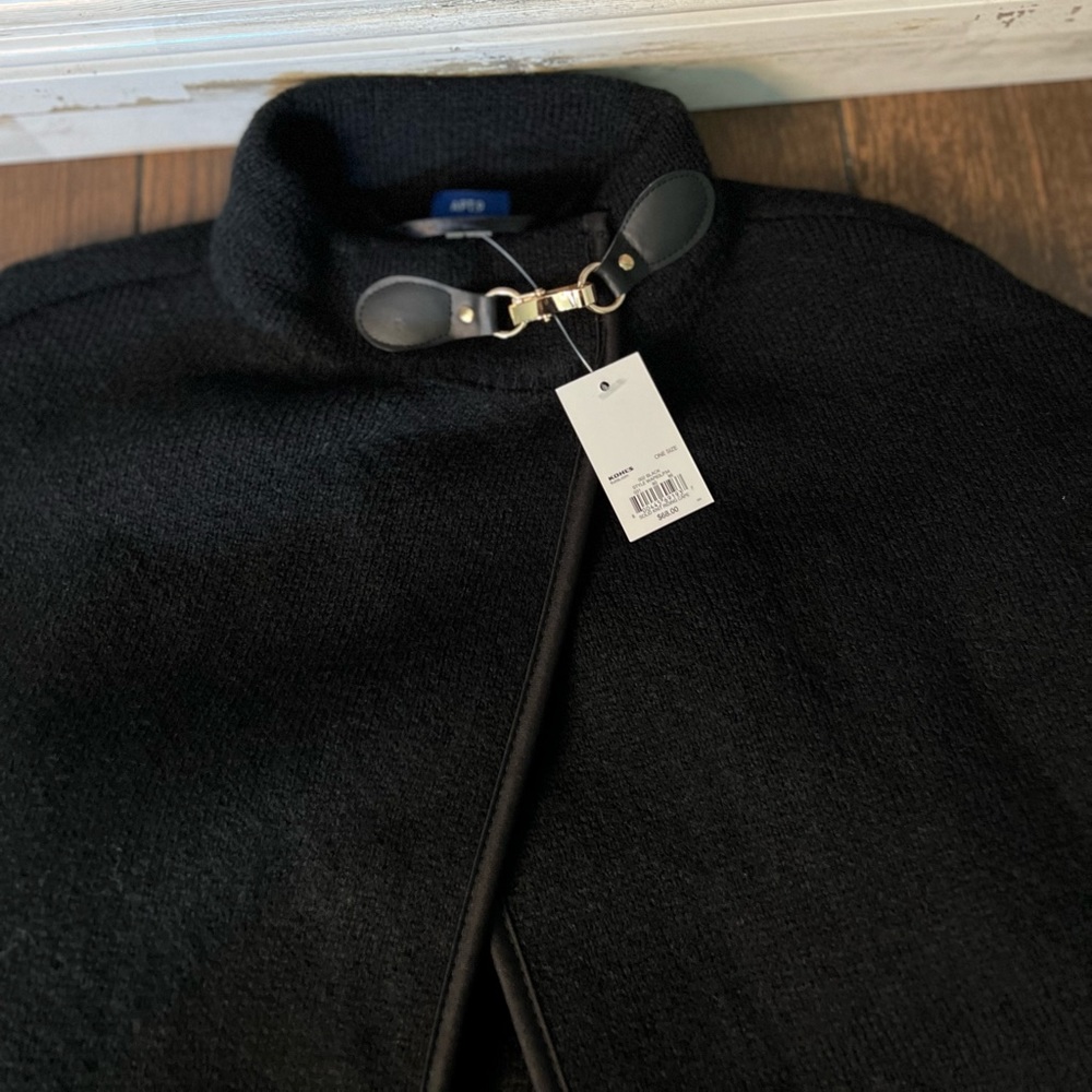 New poncho sweater with gold detailing